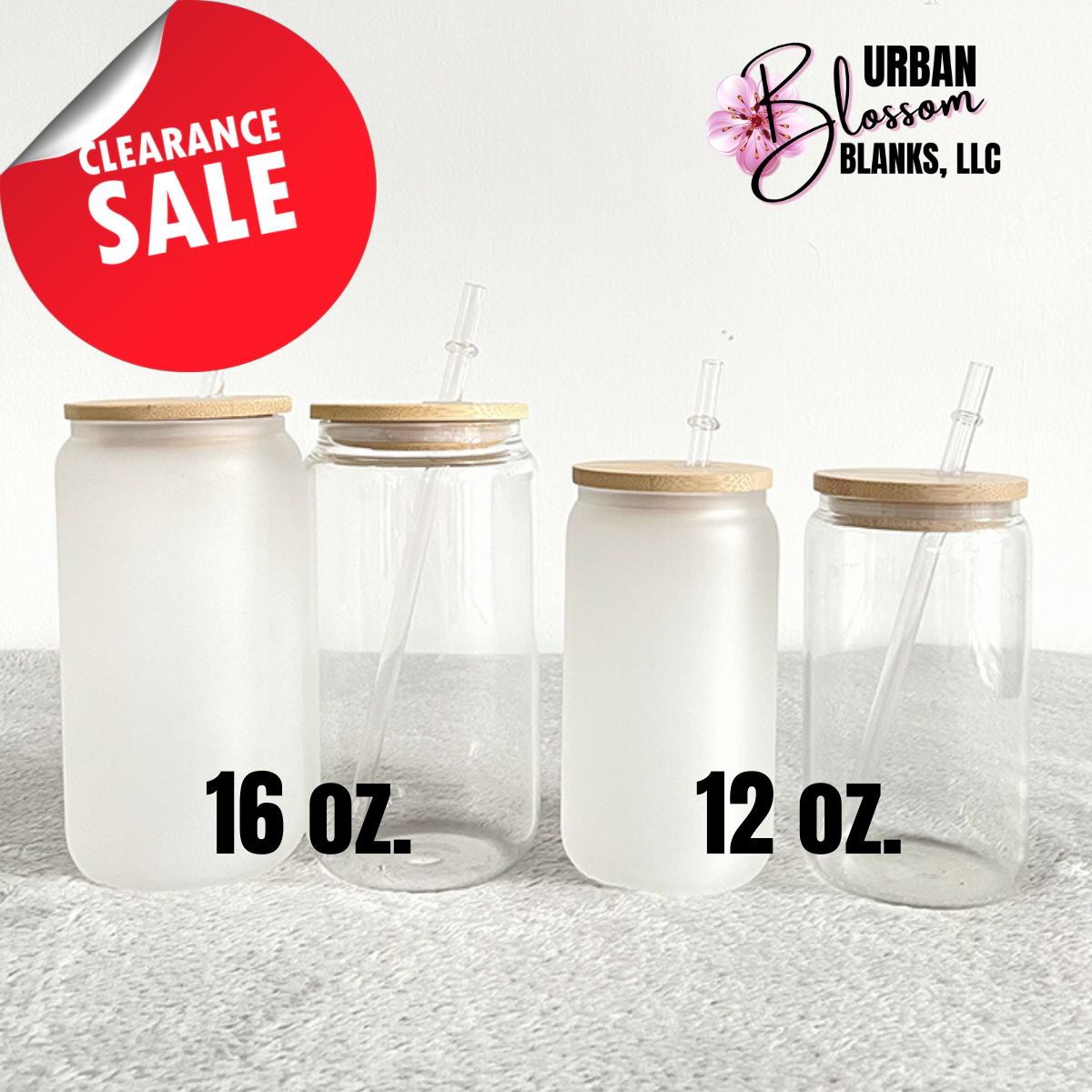 16oz Sublimation Glass Tumbler clear or Frosted Glass Jar Glass Can  Sublimation Blanks FAST SHIP USA 