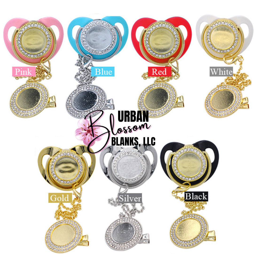 CLEARANCE CLOSEOUT* Bling Pacifier Sublimation Keepsakes – Urban Blossom  Blanks, LLC